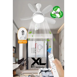 Sessiz Büyük Boy 81 cm Tavan Vantilatörü E27 Duylu Uzaktan Kumandalı 3 Renk