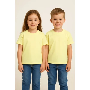 Unisex Basic Pamuklu Oversize Güneş Sarısı Çocuk Tişört