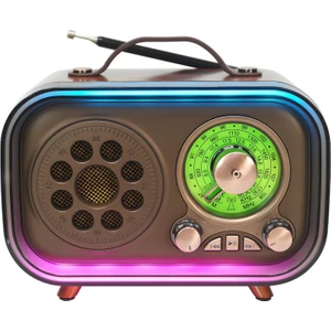 M-1315BT Bluetooth Subwoofer'lı Retro Radyo Şarjlı 3 Band Fm/am/sw Vintage Hoparlör USB Tf Destekli