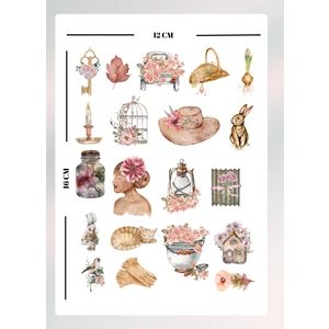 Çicek Temalı Sticker Seti Bullet Journal Ajanda Için Uygun Set