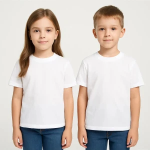 Unisex Basic Pamuklu Oversize Beyaz Çocuk Tişört