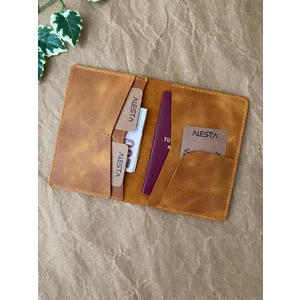 Alesta Leather (Isim Yazıyoruz) El Yapımı Deri Pasaport Kılıfı / Pasaport Cüzdanı