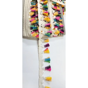 Altay Aksesuar Özel Kenar Pamuk Bukleli Renkli Püskül Saçak