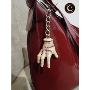 MOON SİRİUS Wednesday Gotik Tarz Dikişli El Şeklinde Anahtarlık / Çanta Süsü/ TEN RENGİ