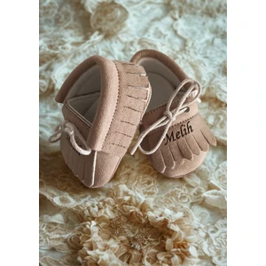 Bebeğinize Özel Isim Detaylı Sütlükahve Ayakkabı