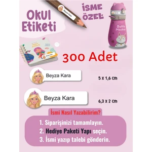 Etiketçi Paşa 300 Adet Barbie Okul Etiketi Kişiye Özel Isme Özel Kalem Etiketi Defter Etiketi Kitap Etiketi