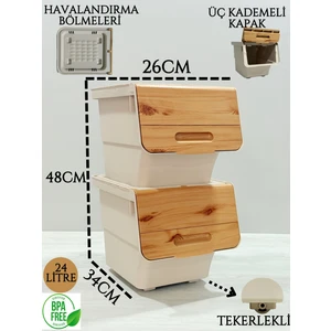 2'li Bambu Desenli Patateslik Soğanlık & Çok Amaçlı Sepet 24LT