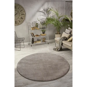 Post Daıre Vizon Renk Yumuşak Havlı Kaymaz Tabanlı ve Yıkanabilir Peluş Halı Antre Banyo Tuvalet Dekoratif Halı