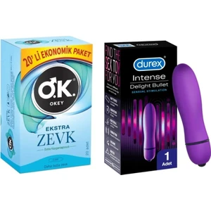 Intense Delight Bullet Titreşimli Vibratör + Okey Eksta zevk Prezervatif 20 Li Set