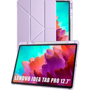Lenovo Idea Tab Pro 12.7” TB373FU Uyumlu Tri Folding Kalem Bölmeli Uyku Modlu Akıllı Kılıf