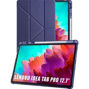 Lenovo Idea Tab Pro 12.7” TB373FU Uyumlu Tri Folding Kalem Bölmeli Uyku Modlu Akıllı Kılıf