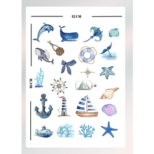 Deniz Temalı Sticker Seti Bullet Journal Ajanda Için Uygun Set