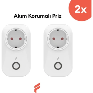 Akıllı Akım Korumalı Priz 2'li Set (16 Amper), Wifi, Uzaktan Kontrol, Enerji Tüketim Takibi