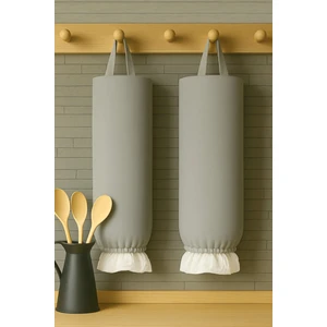 2'li Asılabilir Poşetlik – Gri Kumaş Poşet Düzenleyici Organizer Sepet