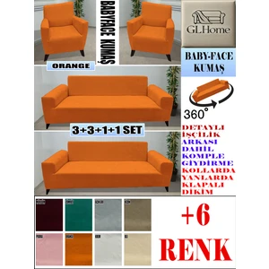 Baby Face Kumaş 3+3+1+1 Komple Giydirme Kanepe&çekyat, Bohem, Porto, Vb. Model Koltuk Kılıfı