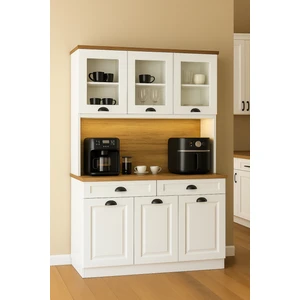 Moka Park AVM ÜCRETSİZ MONTAJ Çok Amaçlı Mutfak Dolabı Kahve Köşesi Stoperli Mekanizmalar Ledli