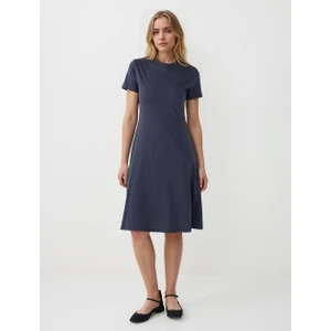 Jimmy Key Lacivert Dar Kesim Kayık Yaka Mini Örme Elbise