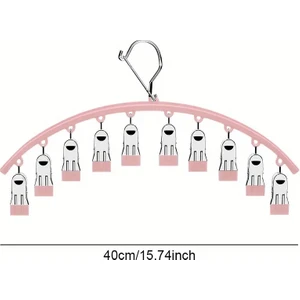 1 Adet Silikon Kaplamalı Çoklu Şal-Çorap-Kravat-Şapka Askısı | Pembe Çok Mandallı Gardırop Düzenleme