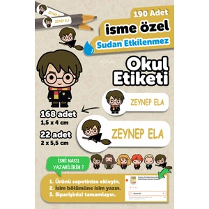 Okul Etiketi Kalem Defter Isimli Etiket Harry Potter - 190 Adet Özel Yeni Tasarım