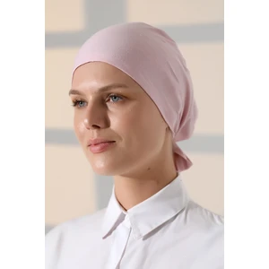 Dikişli Bağlamalı Düz Penye Tesettür Bone Pembe