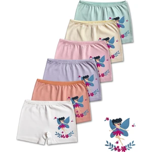Giza Kids %95 Pamuklu Kız Çocuk Süprem Penye Boxer Külot Iç Çamaşır 6lı Set