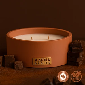 Çikolata Kokulu Kahverengi Beton Mum – %100 Soya Wax, El Yapımı, Doğal Vegan Mum