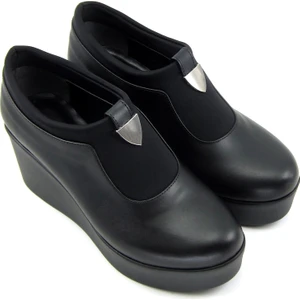 Erkan Saçmacı Sofia Exclusive Siyah Streç Tokalı Yuvarlık Burun Dolgu Topuklu Günlük Ayakkabı