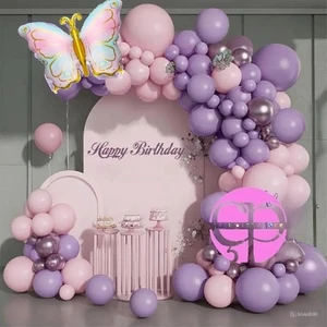 Düvenci Ticaret Makaron Pembe Lila Kelebek Folyo Balon Kız Çocuklarına Özel