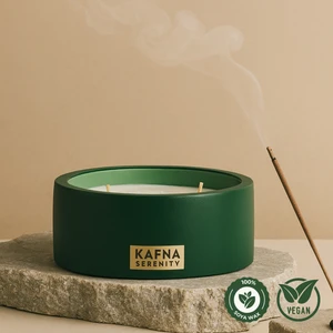 Amber Kokulu Yeşil Beton Mum – %100 Soya Wax, El Yapımı, Doğal Vegan Mum