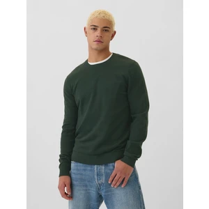 Erkek Yeşil %100 Pamuk Crew Kazak