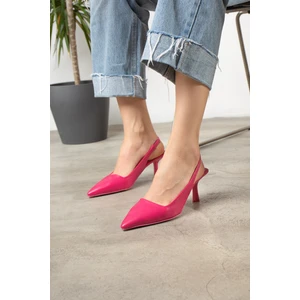 Günlük Kadın Sivri Burun Düz Desensiz Ince Arkası Açık Topuklu Zara Model Abiye Ayakkabı 101A