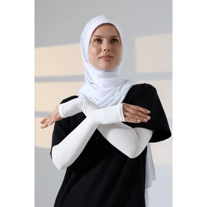 Kadın Avuç Içi Uzun Penye Tesettür Kolluk Krem