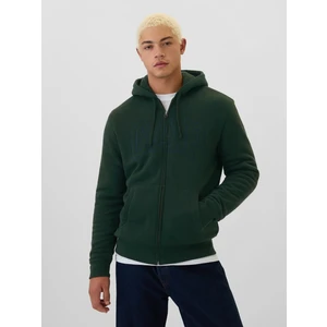 Erkek Yeşil Gap Logo Fermuarlı Sherpa Sweatshirt