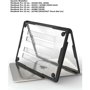 MacBook Pro 13' A2338 A2251 A2289 A2159 A1989 A1708 Uyumlu Sert Kılıf - Darbe Emici Koruma Kapağı