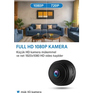 Mini Kablosuz Hd Güvenlik Kamerası – 1080P Çözünürlük | Wifi | Gece Görüşlü | Ev & Ofis Için Ideal