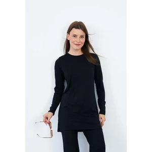 Penye Bizden Kadın Viskon Full Likra Tunik-Siyah