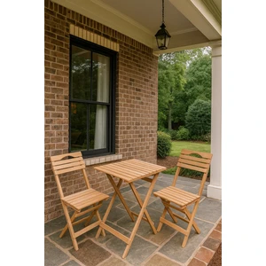 Balkon Bahçe Mutfak 3'lü Bistro Set Katlanır Masa Sandalye 2 Sandalye 1 Masa