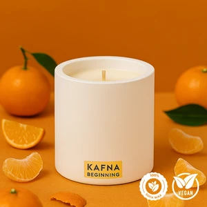 Bodrum Mandalinası Kokulu Beton Mum – %100 Soya Wax, El Yapımı, Doğal Vegan Mum