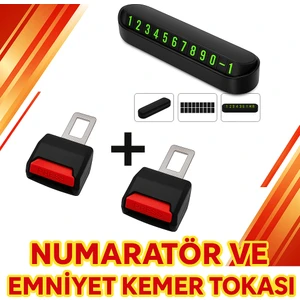 Her Araca Uygun Araç Içi Numaratör + Oto Kemer Yükselten Toka 2 Adet
