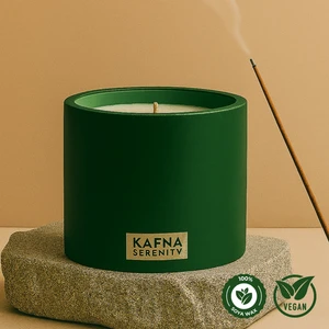 Amber Kokulu Yeşil Beton Mum – %100 Soya Wax, El Yapımı, Doğal Vegan Mum