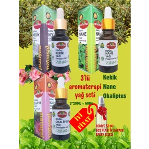 Saf Aromaterapi Seti - Kekik + Nane + Okaliptus Yağı (3X20ML) Nefes Açan Set