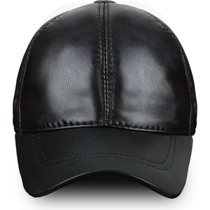Aydın Şapkacınız Unisex Siyah Hakiki Deri Cırt Cırtlı Şapka – Ayarlanabilir  (57-59 cm ) Arkadan ayarlanabilir