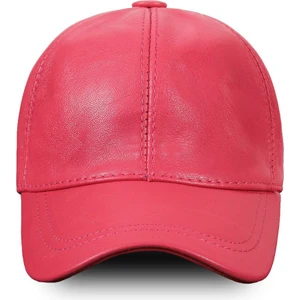 Aydın Şapkacınız Unisex Hakiki Deri Pembe Cırt Cırtlı Şapka – Ayarlanabilir Spor & Şık Tasarım  (57-59 cm ) Arkadan ayarlanabilir