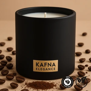 Kahve Kokulu Siyah Beton Mum – %100 Soya Wax, El Yapımı, Doğal Vegan Mum