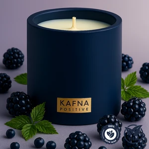 Böğürtlen Kokulu Indigo Beton Mum – %100 Soya Wax, El Yapımı, Doğal Vegan Mum