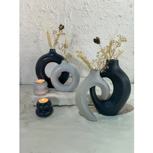 Dekoratif 6 Parça Vazo ve Mumluk Seti /halka Vazo, Sarmaşık Sevgili Vazo, Tealight Mumluk Takım , Biblo Set