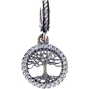 Keskin Gümüş Gümüş Işıltılı Aile Yaşam Ağacı Pan Tasarım Bileklik Uyumlu Kadın Charm Sevgililer Günü Hediye