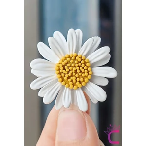 Papatya Çiçek Tasarım Broş - Hediyelik Elbise Çanta Şapka Ceket Aksesuar Kadın Yaka Iğnesi Broşu