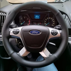 Dikişli Direksiyon Kılıfı Siyah Deri Noktalı Deri Siyah Dikişli F.or.d Transit Için