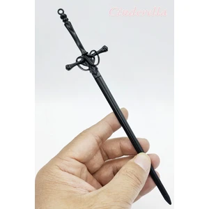 Kılıç Tasarım Kadın Moda Siyah Metal Topuz Tokası 20CM - Sade ve Zarif Uzun Saç Topuz Çubuğu